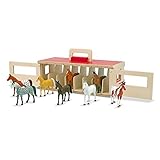 Melissa & Doug Show-Pferdestall mit 8 Spielpferden | Rollenspiel | Hölzernes Spielzeug zum Spielen für Kinder | 3+|Geschenk für Jungen oder Mädchen