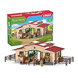 schleich FARM WORLD | Pferdestall mit Pferden und Zubehör 42195 | Set inkl. Stall, 2 Pferden, beweglicher Mädchenfigur und Zubehör | Bauernhof Spielzeug ab 3 Jahre | 96 Teile | exklusiv bei Amazon