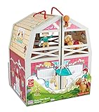 Hape Ponyhof | Reiterhof mit viel Zubehör, faltbar zum Mitnehmen, ab 3 Jahren
